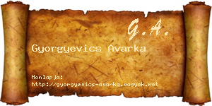 Gyorgyevics Avarka névjegykártya